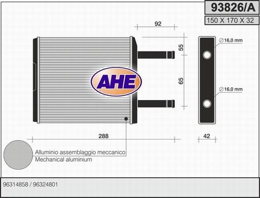 AHE 93826/A - Теплообменник, отопление салона autosila-amz.com