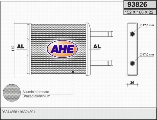 AHE 93826 - Теплообменник, отопление салона autosila-amz.com