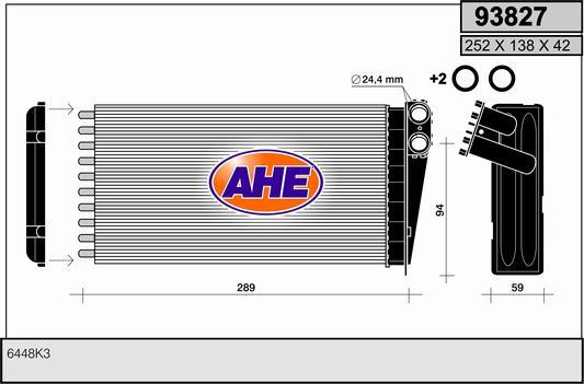 AHE 93827 - Теплообменник, отопление салона autosila-amz.com