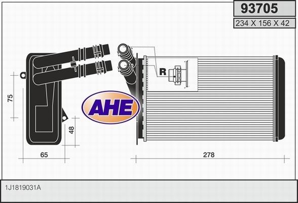 AHE 93705 - Теплообменник, отопление салона autosila-amz.com