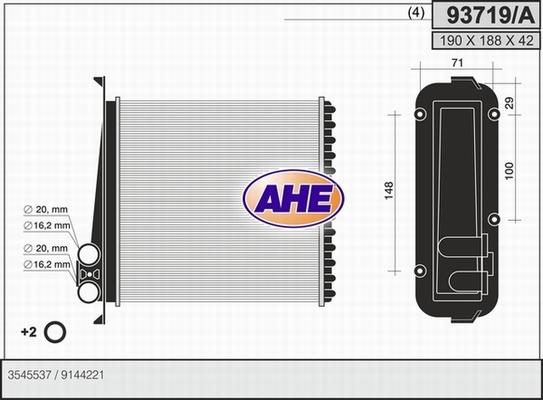 AHE 93719/A - Теплообменник, отопление салона autosila-amz.com