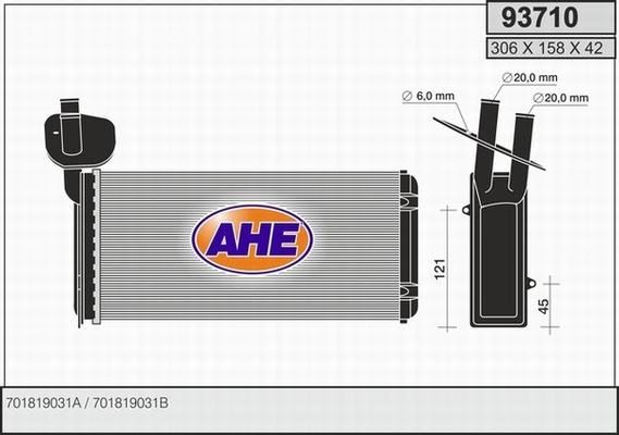 AHE 93710 - Теплообменник, отопление салона autosila-amz.com