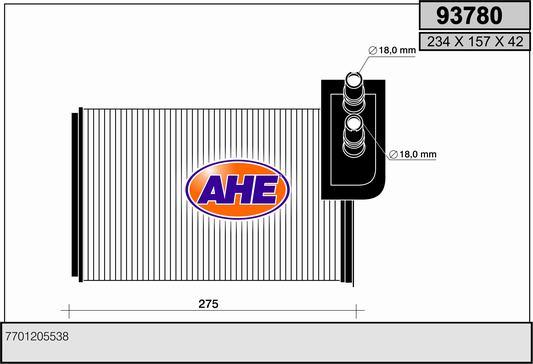 AHE 93780 - Теплообменник, отопление салона autosila-amz.com