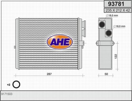 AHE 93781 - Теплообменник, отопление салона autosila-amz.com