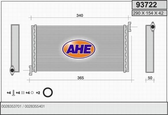 AHE 93722 - Теплообменник, отопление салона autosila-amz.com