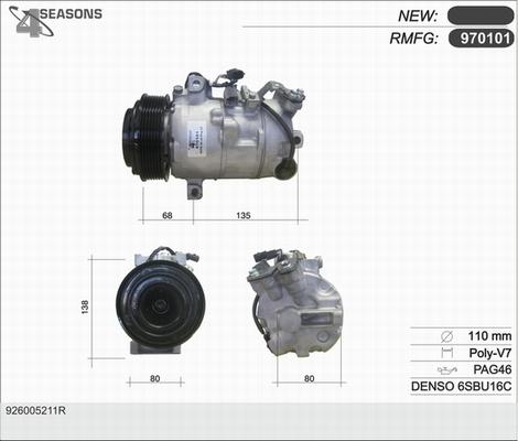 AHE 970101 - Компрессор кондиционера autosila-amz.com