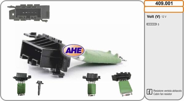 AHE 409.001 - Дополнительный резистор, электромотор - вентилятор радиатора autosila-amz.com