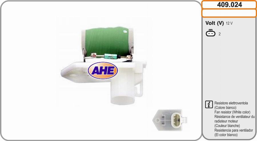 AHE 409.024 - Дополнительный резистор, электромотор - вентилятор радиатора autosila-amz.com