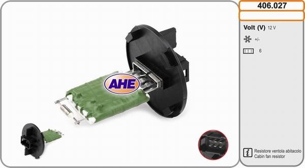 AHE 406.027 - Дополнительный резистор, электромотор - вентилятор радиатора autosila-amz.com