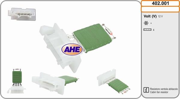 AHE 402.001 - Дополнительный резистор, электромотор - вентилятор радиатора autosila-amz.com