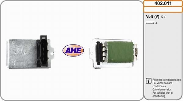 AHE 402.011 - Дополнительный резистор, электромотор - вентилятор радиатора autosila-amz.com