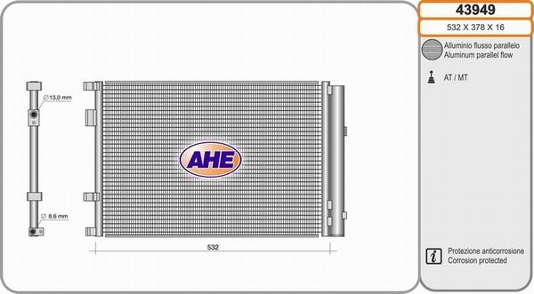 AHE 43949 - Конденсатор кондиционера autosila-amz.com