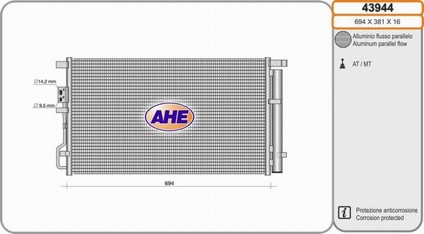 AHE 43944 - Конденсатор кондиционера autosila-amz.com