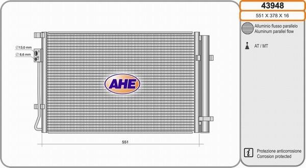 AHE 43948 - Конденсатор кондиционера autosila-amz.com