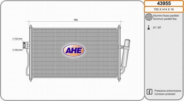AHE 43955 - Конденсатор кондиционера autosila-amz.com