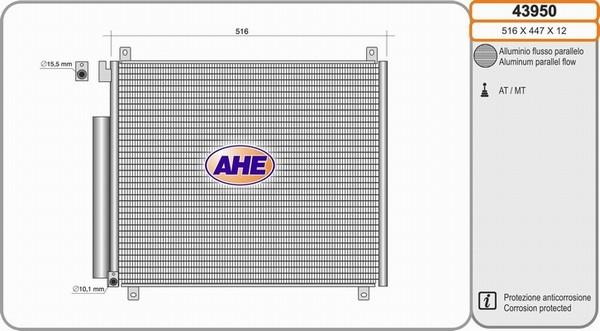 AHE 43950 - Конденсатор кондиционера autosila-amz.com