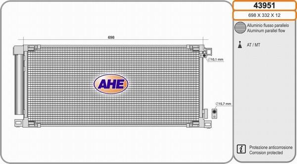 AHE 43951 - Конденсатор кондиционера autosila-amz.com