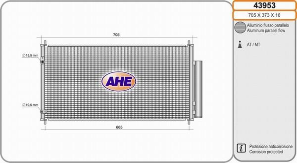AHE 43953 - Конденсатор кондиционера autosila-amz.com