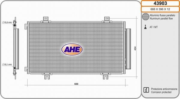 AHE 43903 - Конденсатор кондиционера autosila-amz.com