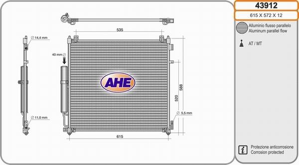 AHE 43912 - Конденсатор кондиционера autosila-amz.com