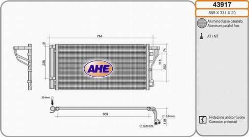 AHE 43917 - Конденсатор кондиционера autosila-amz.com