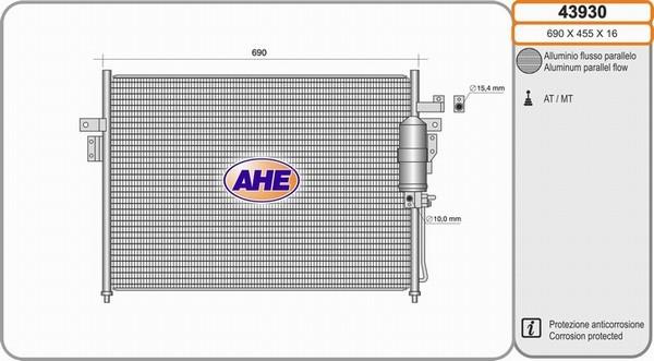 AHE 43930 - Конденсатор кондиционера autosila-amz.com