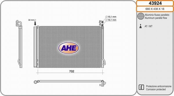 AHE 43924 - Конденсатор кондиционера autosila-amz.com