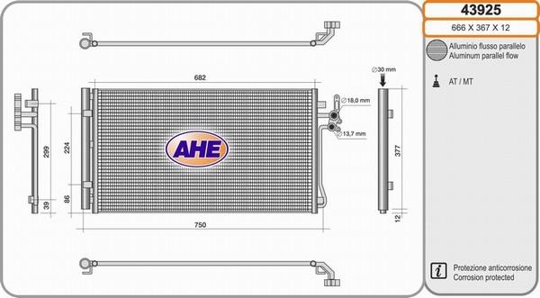 AHE 43925 - Конденсатор кондиционера autosila-amz.com