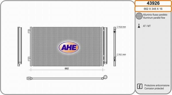 AHE 43926 - Конденсатор кондиционера autosila-amz.com