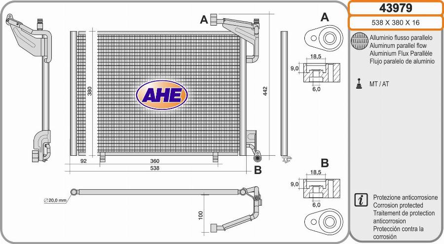 AHE 43979 - Конденсатор кондиционера autosila-amz.com