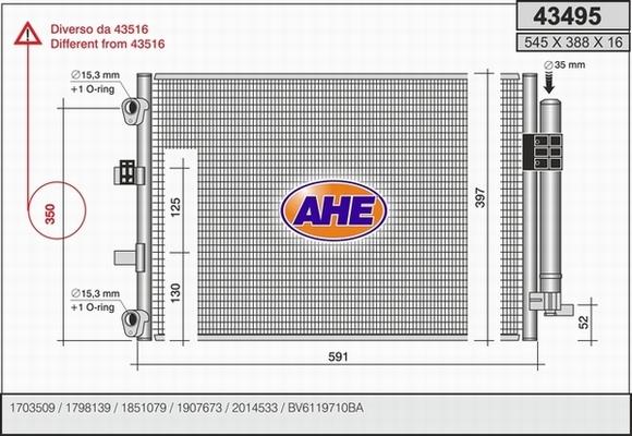 AHE 43495 - Конденсатор кондиционера autosila-amz.com