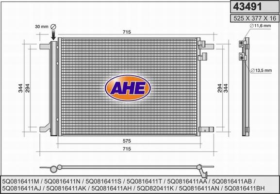 AHE 43491 - Конденсатор кондиционера autosila-amz.com