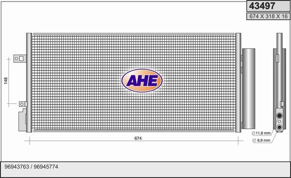 AHE 43497 - Конденсатор кондиционера autosila-amz.com