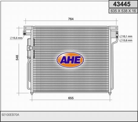 AHE 43445 - Конденсатор кондиционера autosila-amz.com