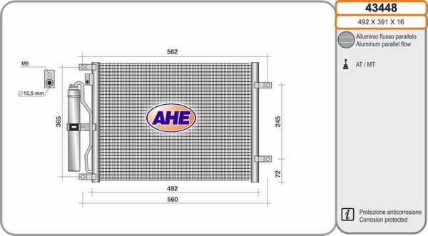 AHE 43448 - Конденсатор кондиционера autosila-amz.com