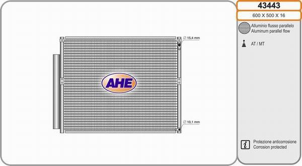 AHE 43443 - Конденсатор кондиционера autosila-amz.com