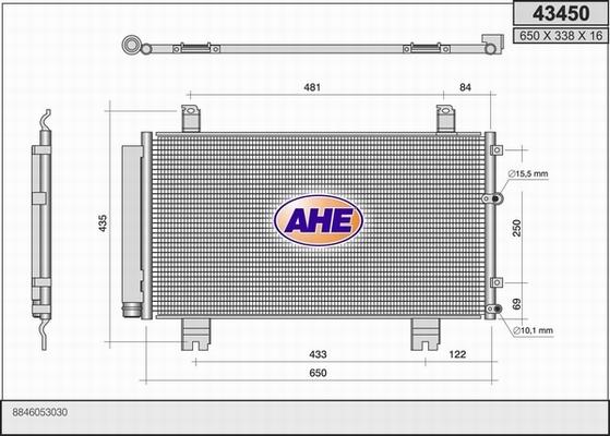 AHE 43450 - Конденсатор кондиционера autosila-amz.com