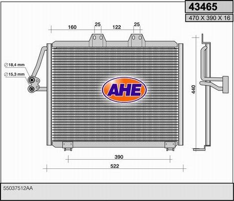 AHE 43465 - Конденсатор кондиционера autosila-amz.com