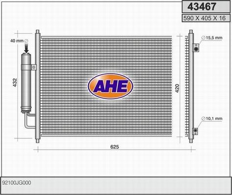 AHE 43467 - Конденсатор кондиционера autosila-amz.com