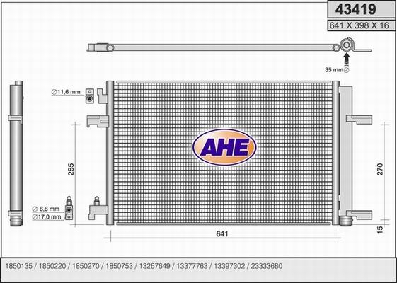 AHE 43419 - Конденсатор кондиционера autosila-amz.com