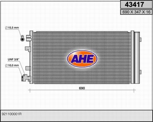 AHE 43417 - Конденсатор кондиционера autosila-amz.com