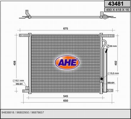 AHE 43481 - Конденсатор кондиционера autosila-amz.com