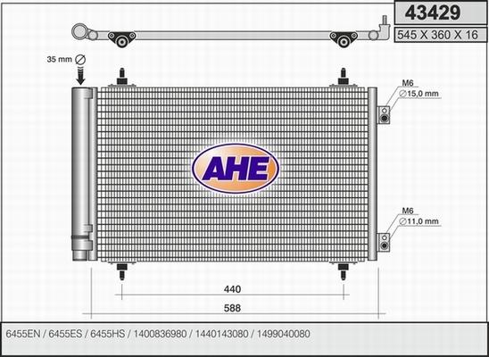 AHE 43429 - Конденсатор кондиционера autosila-amz.com