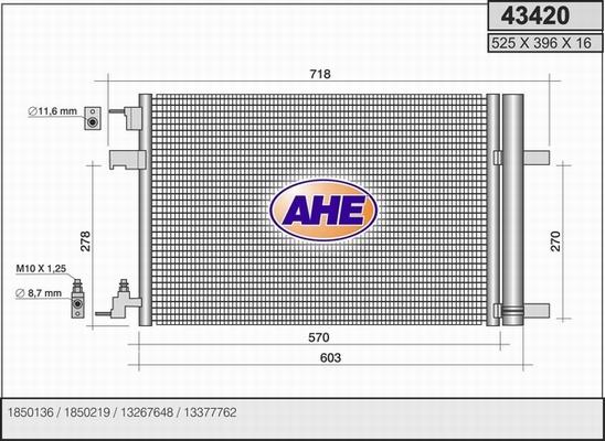 AHE 43420 - Конденсатор кондиционера autosila-amz.com