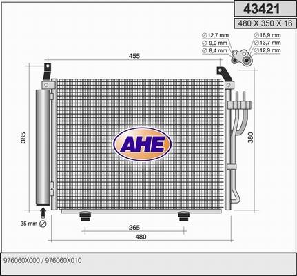 AHE 43421 - Конденсатор кондиционера autosila-amz.com