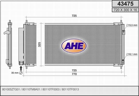 AHE 43475 - Конденсатор кондиционера autosila-amz.com