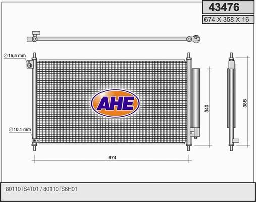 AHE 43476 - Конденсатор кондиционера autosila-amz.com