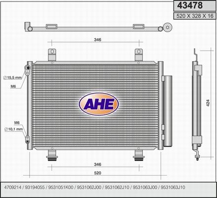 AHE 43478 - Конденсатор кондиционера autosila-amz.com