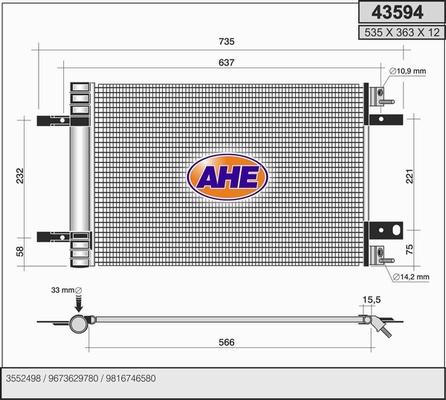 AHE 43594 - Конденсатор кондиционера autosila-amz.com