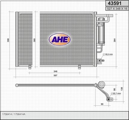 AHE 43591 - Конденсатор кондиционера autosila-amz.com